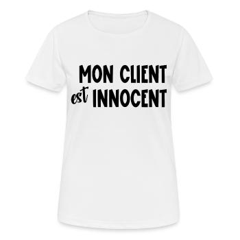 mon client est innocent - T-shirt respirant Femme - blanc - Devant - AI Model Female 172 dark (172cm)