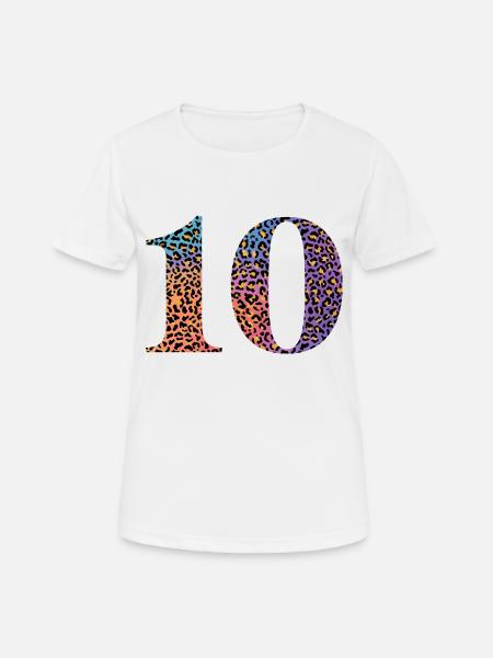 Leopard zum 10-jährigen Jubiläum - Frauen T-Shirt atmungsaktiv - Weiß
