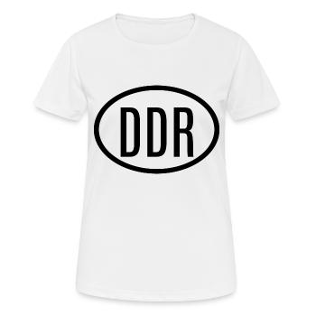 DDR - Frauen T-Shirt atmungsaktiv - Weiß - Vorne - AI Model Female 172 dark (172cm)