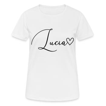 Lucia Nom de famille Prénom Fille - T-shirt respirant Femme - blanc - Devant - AI Model Female 172 dark (172cm)