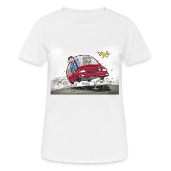 Des défenseurs de l’environnement en route vers le biotope - T-shirt respirant Femme - blanc - Devant - AI Model Female 172 dark (172cm)