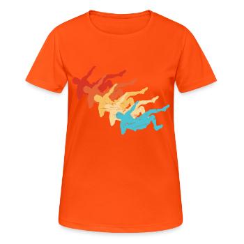 Bouldern Kletterer Damen Herren Climber - Frauen T-Shirt atmungsaktiv - Neonorange - Vorne - AI Model Female 172 dark (172cm)
