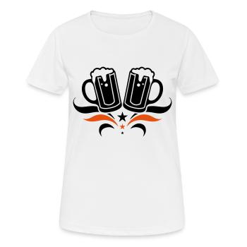 Verre à bière Chope de bière Bière - T-shirt respirant Femme - blanc - Devant - AI Model Female 172 dark (172cm)