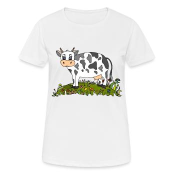 Kuh - Frauen T-Shirt atmungsaktiv - Weiß - Vorne - AI Model Female 172 dark (172cm)