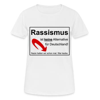 Gegen Rassismus - Frauen T-Shirt atmungsaktiv - Weiß - Vorne - AI Model Female 172 dark (172cm)