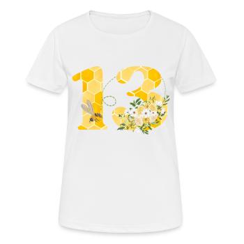 13e anniversaire abeille - T-shirt respirant Femme - blanc - Devant - AI Model Female 172 dark (172cm)