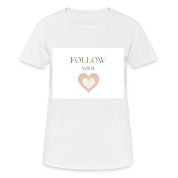 Follow Your Heart, Simple Brown Text and Heart - Women's Breathable T-Shirt - white - Front - AI Model Female 172 dark (172cm)