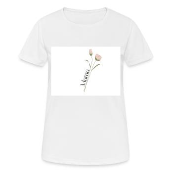 Mama text in elegant font on Flower Stem - Women's Breathable T-Shirt - white - Front - AI Model Female 172 dark (172cm)