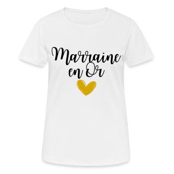 Marraine en Or idée cadeau pour baptême ou noël - T-shirt respirant Femme - blanc - Devant - AI Model Female 172 dark (172cm)