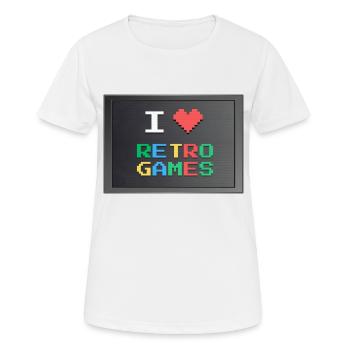 Retrogaming - J'aime le retrogaming - T-shirt respirant Femme - blanc - Devant - AI Model Female 172 dark (172cm)