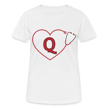 Lettre q stéthoscope - T-shirt respirant Femme - blanc - Devant - AI Model Female 172 dark (172cm)