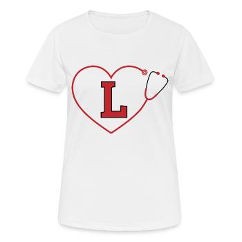Lettre l stéthoscope - T-shirt respirant Femme - blanc - Devant - AI Model Female 172 dark (172cm)