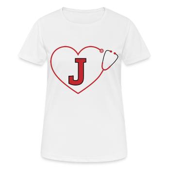 Lettre j stéthoscope - T-shirt respirant Femme - blanc - Devant - AI Model Female 172 dark (172cm)