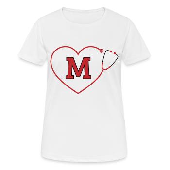 Lettre m stéthoscope - T-shirt respirant Femme - blanc - Devant - AI Model Female 172 dark (172cm)