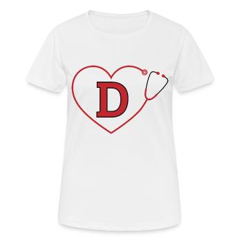 Lettre d stéthoscope - T-shirt respirant Femme - blanc - Devant - AI Model Female 172 dark (172cm)