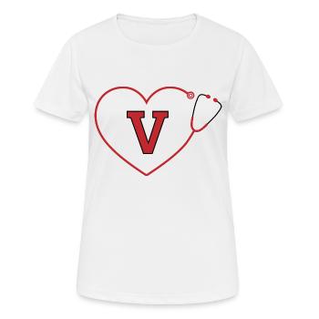 Lettre v stéthoscope - T-shirt respirant Femme - blanc - Devant - AI Model Female 172 dark (172cm)