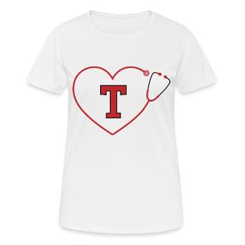 Lettre t stéthoscope - T-shirt respirant Femme - blanc - Devant - AI Model Female 172 dark (172cm)
