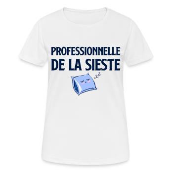 Pro de la sieste humour dormir - T-shirt respirant Femme - blanc - Devant - AI Model Female 172 dark (172cm)