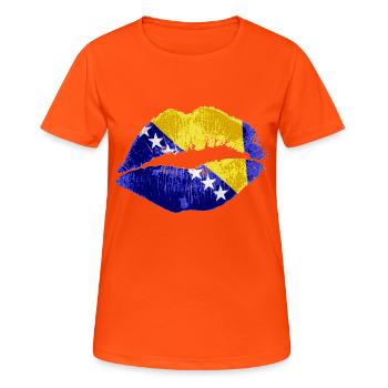 Kuss (Bosnien / Bosnia) - Frauen T-Shirt atmungsaktiv - Neonorange - Vorne - AI Model Female 172 dark (172cm)