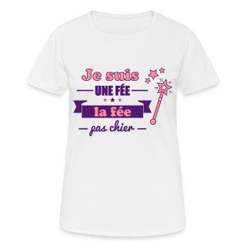 la fée pas chier,humour,princesse,message,connasse - T-shirt respirant Femme - blanc - Devant - AI Model Female 172 dark (172cm)