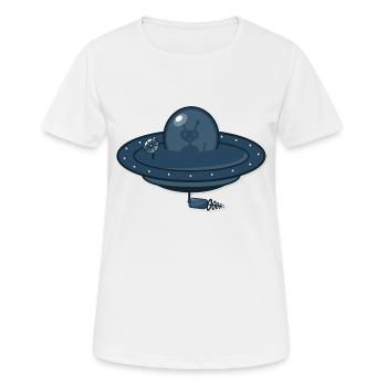 Fliegende Untertasse und Alien - Frauen T-Shirt atmungsaktiv - Weiß - Vorne - AI Model Female 172 dark (172cm)