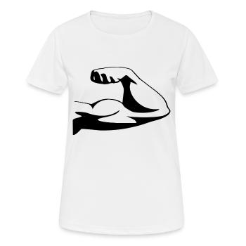 Muscle biceps upper arm - Women's Breathable T-Shirt - white - Front - AI Model Female 172 dark (172cm)