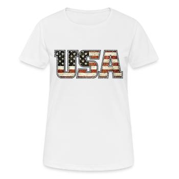 USA Typo Flag (oldstyle) - Frauen T-Shirt atmungsaktiv - Weiß - Vorne - AI Model Female 172 dark (172cm)
