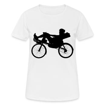 Liegerad Liegefahrrad Fahrrad Radsport Zweirad - Frauen T-Shirt atmungsaktiv - Weiß - Vorne - AI Model Female 172 dark (172cm)