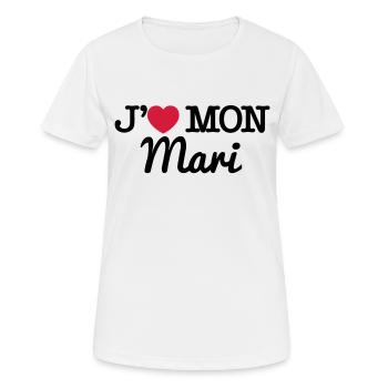 J'aime mon mari - T-shirt respirant Femme - blanc - Devant - AI Model Female 172 dark (172cm)