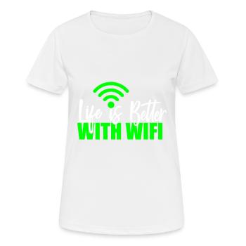 Wlan Wifi Computer Scientist Programmer Geek Gift - Women's Breathable T-Shirt - white - Front - AI Model Female 172 dark (172cm)
