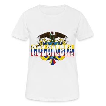 Modern Colombia Nation Logo - Frauen T-Shirt atmungsaktiv - Weiß - Vorne - AI Model Female 172 dark (172cm)