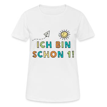 Ich bin schon eins - Frauen T-Shirt atmungsaktiv - Weiß - Vorne - AI Model Female 172 dark (172cm)