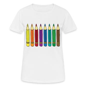 colored pencils - Women's Breathable T-Shirt - white - Front - AI Model Female 172 dark (172cm)