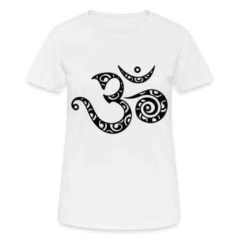 Om, Mantra, Muster, 23 Farben frei wählbar - Frauen T-Shirt atmungsaktiv - Weiß - Vorne - AI Model Female 172 dark (172cm)