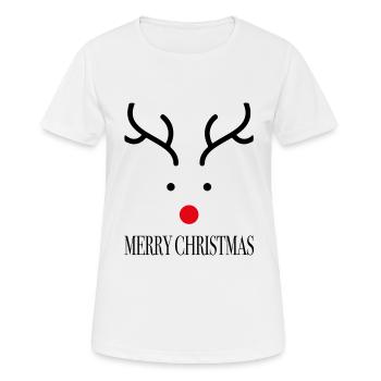 Noël Merry Christmas Rudolf le renne - T-shirt respirant Femme - blanc - Devant - AI Model Female 172 dark (172cm)