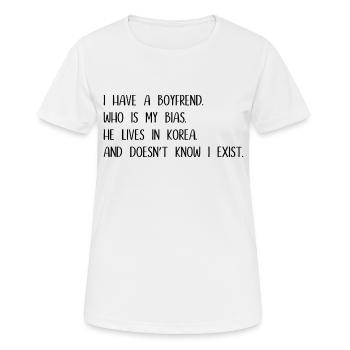 Korea K - Pop music gift saying - Women's Breathable T-Shirt - white - Front - AI Model Female 172 dark (172cm)