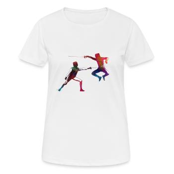 fencing sport article #fencing #sport - Women's Breathable T-Shirt - white - Front - AI Model Female 172 dark (172cm)