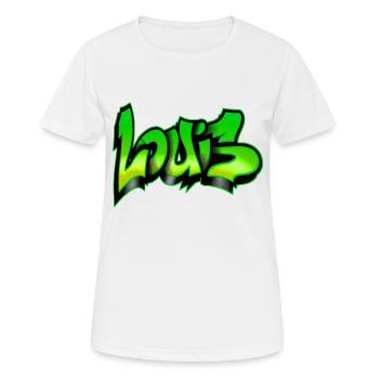 graffiti name prenom LOUIS VERT GREEN - Frauen T-Shirt atmungsaktiv - Weiß - Vorne - AI Model Female 172 dark (172cm)