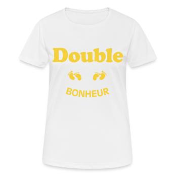 Idee Cadeau Annonce Grossesse Originale Jumeaux - T-shirt respirant Femme - blanc - Devant - AI Model Female 172 dark (172cm)