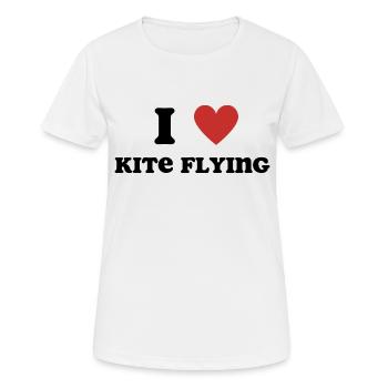 J’aime le cerf-volant volant - T-shirt respirant Femme - blanc - Devant - AI Model Female 172 dark (172cm)