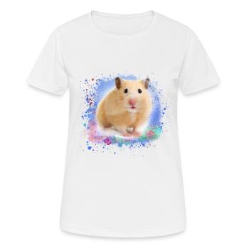 hamster, graffiti, peinture, vert, bleu - T-shirt respirant Femme - blanc - Devant - AI Model Female 172 dark (172cm)