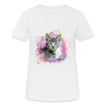 chat, chaton, graffiti, peinture, coloré, chat domestique - T-shirt respirant Femme - blanc - Devant - AI Model Female 172 dark (172cm)