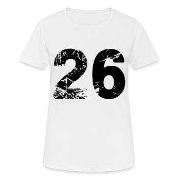 26 - Frauen T-Shirt atmungsaktiv - Weiß - Vorne - AI Model Female 172 dark (172cm)