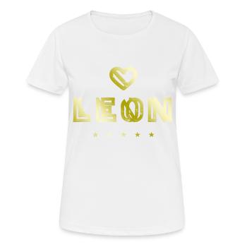 Leon Herz - Frauen T-Shirt atmungsaktiv - Weiß - Vorne - AI Model Female 172 dark (172cm)