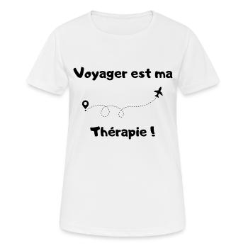 Voyager est ma thérapie ! - T-shirt respirant Femme - blanc - Devant - AI Model Female 172 dark (172cm)