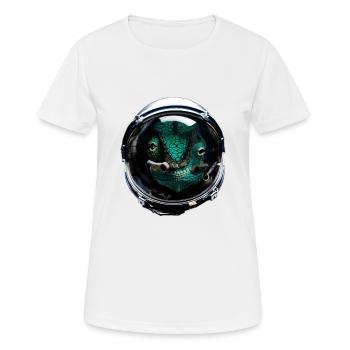 Astronaut Chamäleon Reptilienhalter Weltraum - Frauen T-Shirt atmungsaktiv - Weiß - Vorne - AI Model Female 172 dark (172cm)