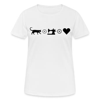 Katze und Nähen ist Liebe, macht glücklich - Frauen T-Shirt atmungsaktiv - Weiß - Vorne - AI Model Female 172 dark (172cm)