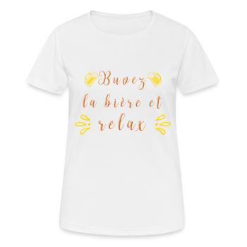 Buvez la bière et relax amateurs de bière - T-shirt respirant Femme - blanc - Devant - AI Model Female 172 dark (172cm)
