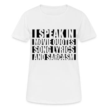 speak lyrics and sarcasm - Women's Breathable T-Shirt - white - Front - AI Model Female 172 dark (172cm)