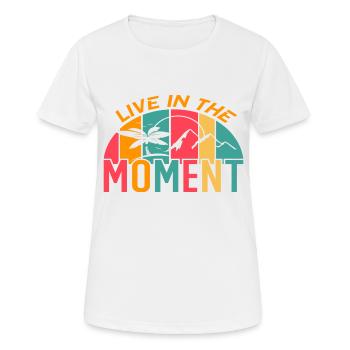 Vivez l’instant présent - T-shirt respirant Femme - blanc - Devant - AI Model Female 172 dark (172cm)